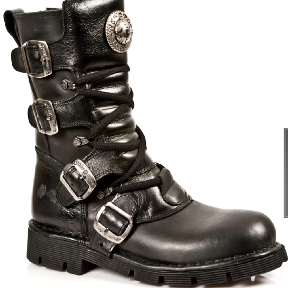Size 9 New Rock black vegan combat boots M-1473 V1 with comfort soles